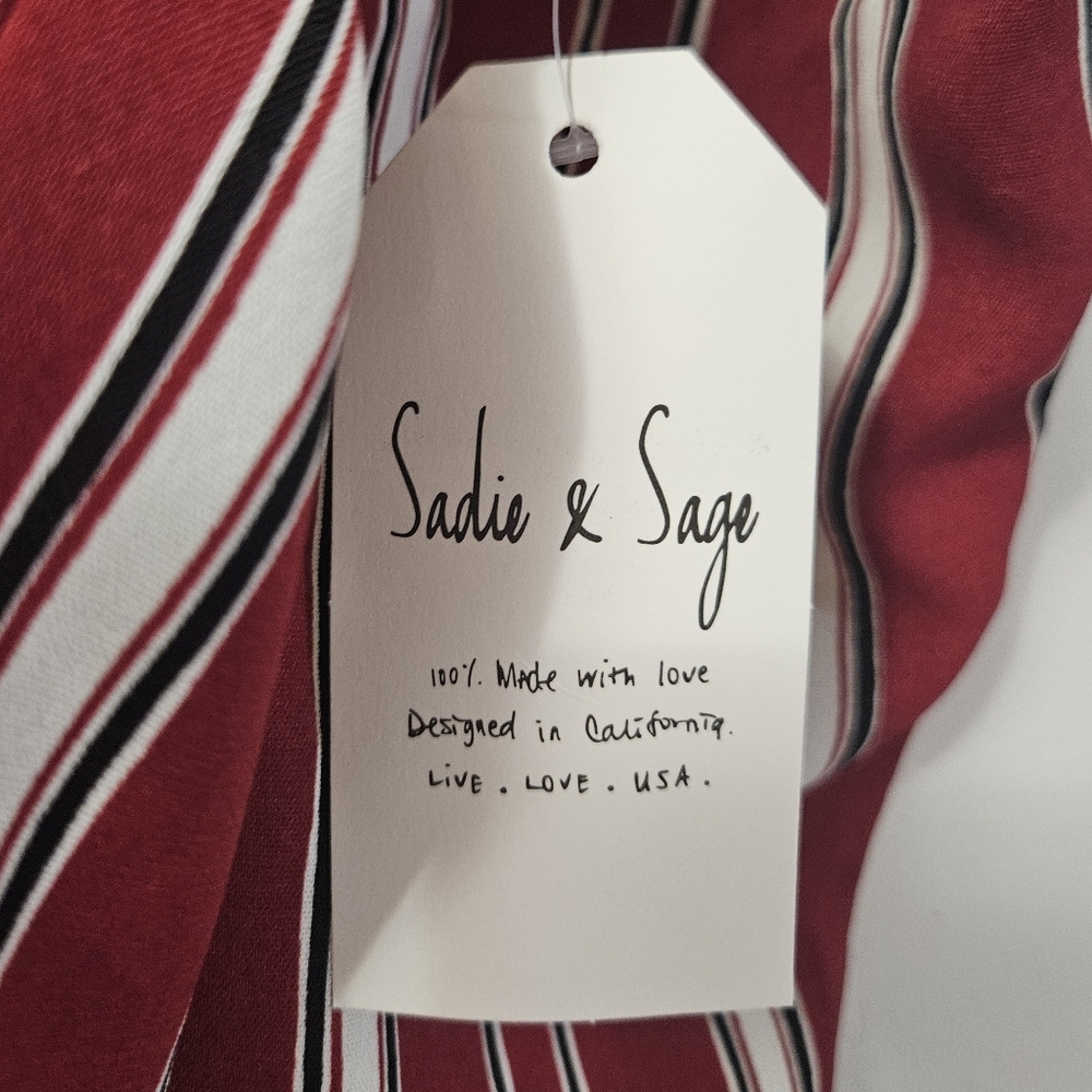 Sadie & Sage Red And White Stripe Button Down Blo… - image 2